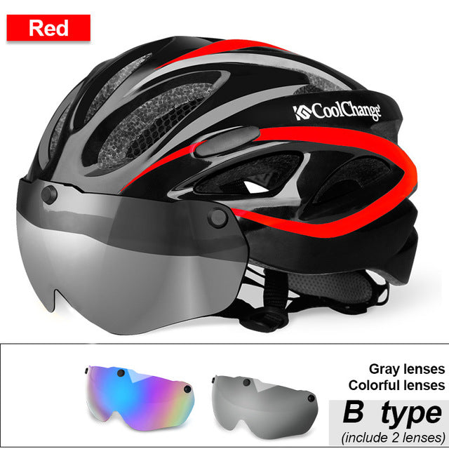 CoolChange Bicycle Helmet EPS Insect Net Road MTB Bike Windproof Lenses Integrally-molded Helmet Cycling Casco Ciclismo - EVERTHINGZ