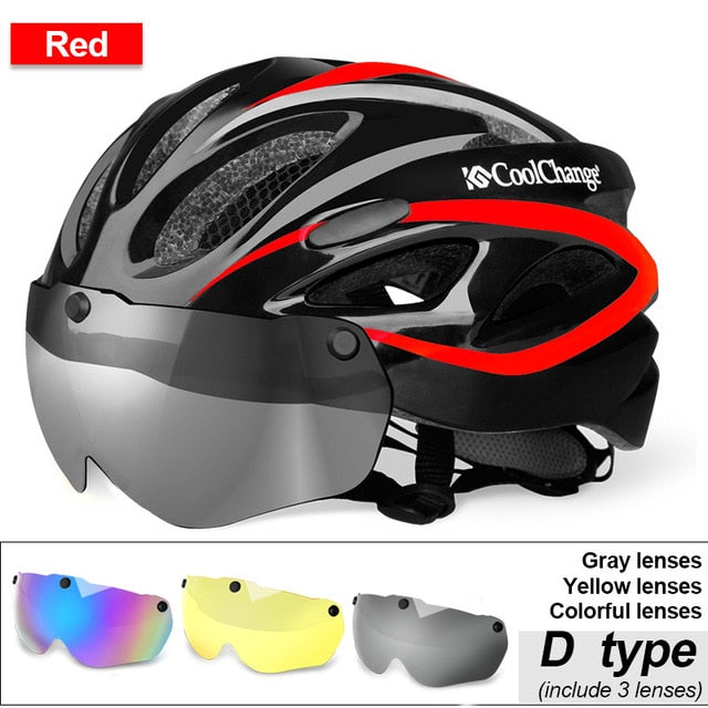 CoolChange Bicycle Helmet EPS Insect Net Road MTB Bike Windproof Lenses Integrally-molded Helmet Cycling Casco Ciclismo - EVERTHINGZ