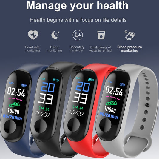 M3 color screen outdoor fitness IP67 waterproof pedometer sports running calorie counting tracker heart rate monitoring watch - EVERTHINGZ