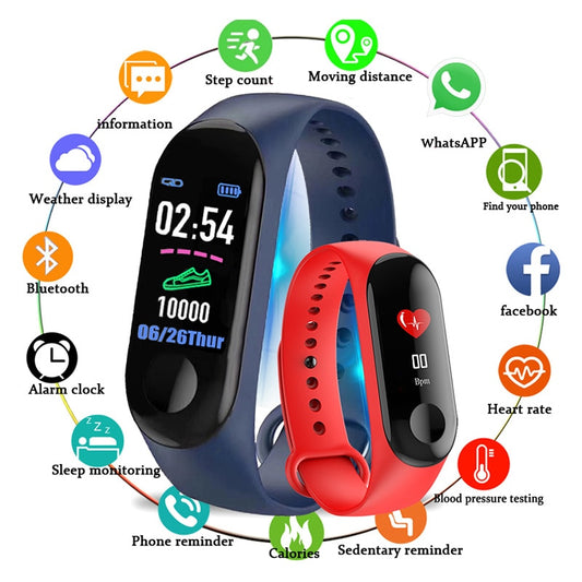 M3 sports color touch screen pedometer fitness step counter watch blood pressure heart rate monitor health pedometer - EVERTHINGZ