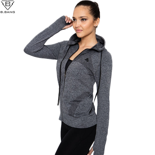 Women Sport Jacket Quick-dry Long-sleeved Running Gym Sweatshirt Cloth Fitness Zipper Jacket Outerwear - EVERTHINGZ